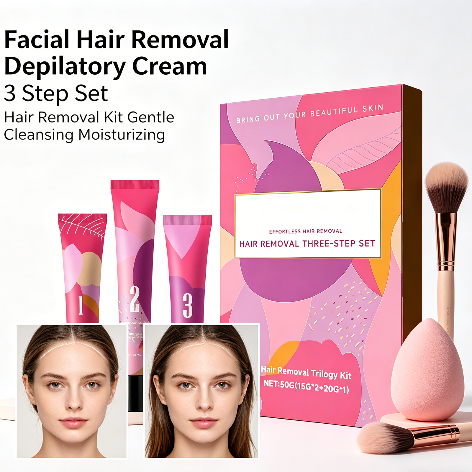 Hair Care Step - Facial Hair Removal 3-Step Kit Gentle