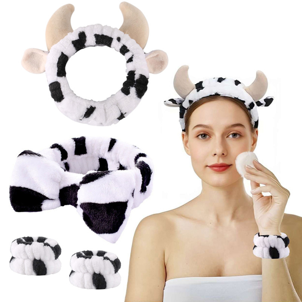Hair Care Routine - 4pcs 3D Cow Headband Super Cute