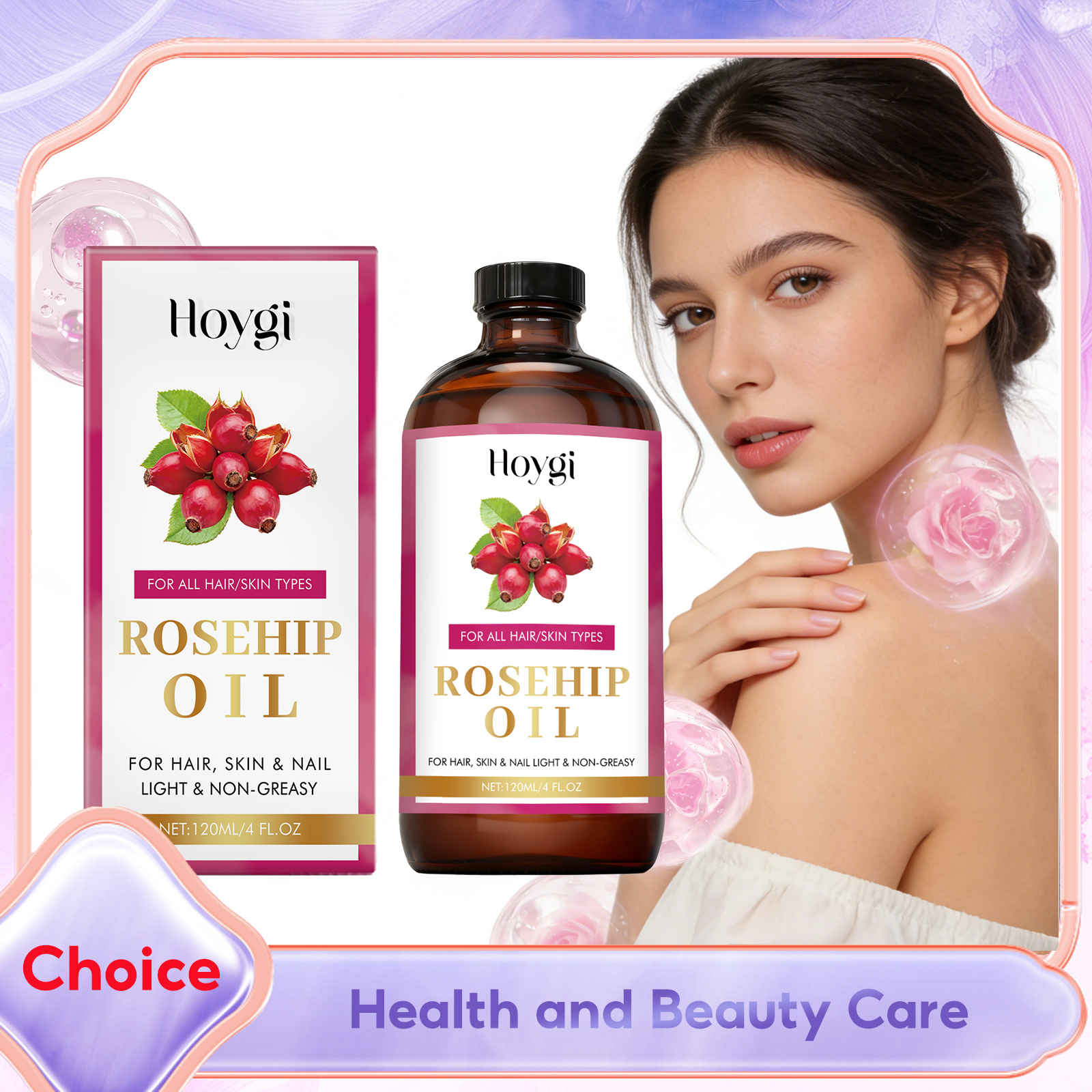 Hair Care Essence Oil - Natural Rosehip Seed Essential Oil Anti-Aging