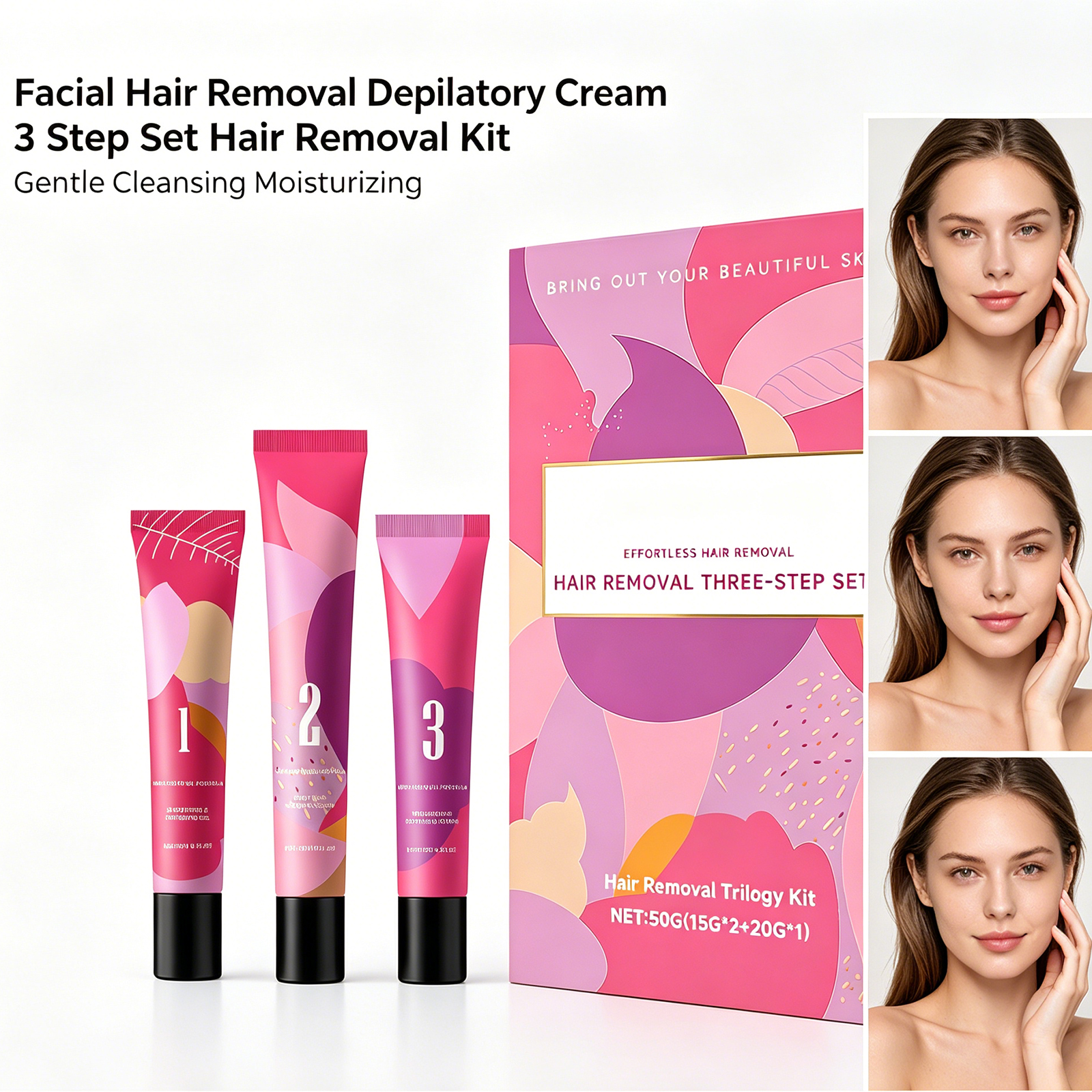 Facial Hair Removal 3-Step Kit - Hair Care Step ulasan dan harga