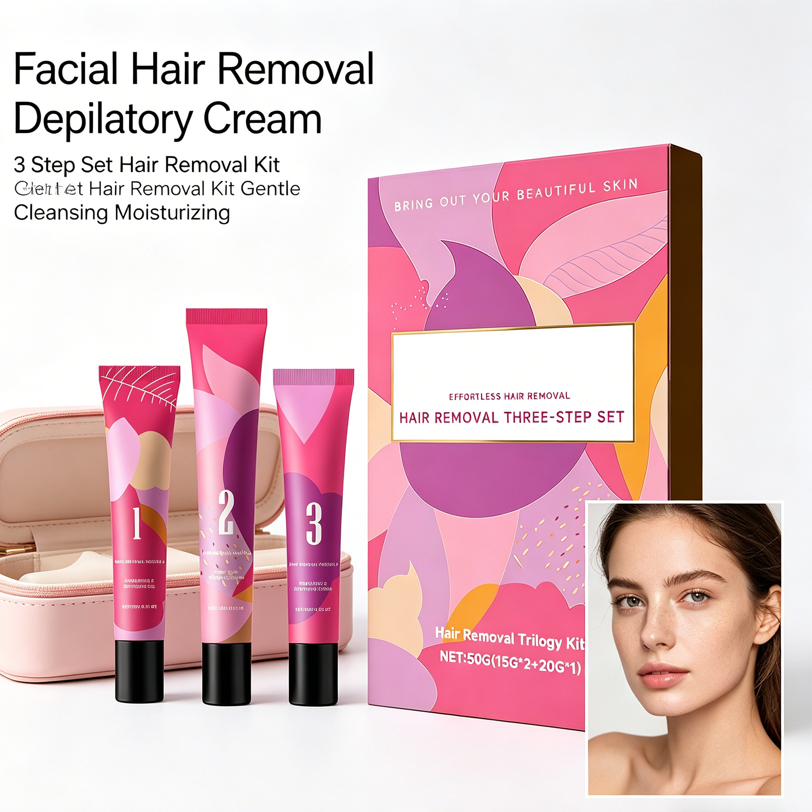 Facial Hair Removal 3-Step Kit - Hair Care Step ulasan dan harga